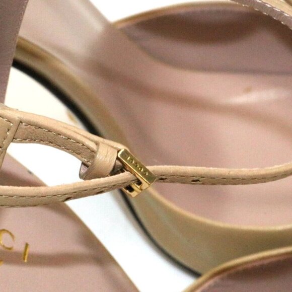 Gucci Leather Coline Studded T Strap Pumps IT 37 US 7 - Beige - Picture 9 of 15